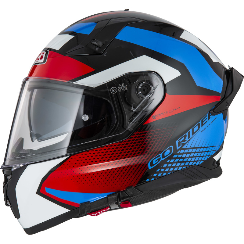 KASK MOTOCYKLOWY NZI GO RIDER STREAM DUO QUADRI BLACK RED BLUE