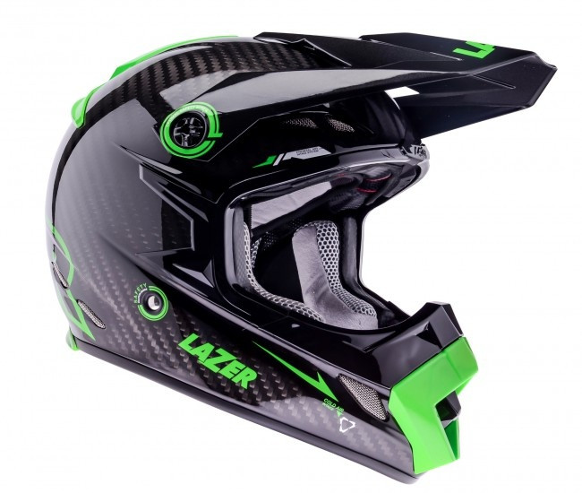Kask motocyklowy LAZER MX8 Pure Carbon czarny/carbon/zielony