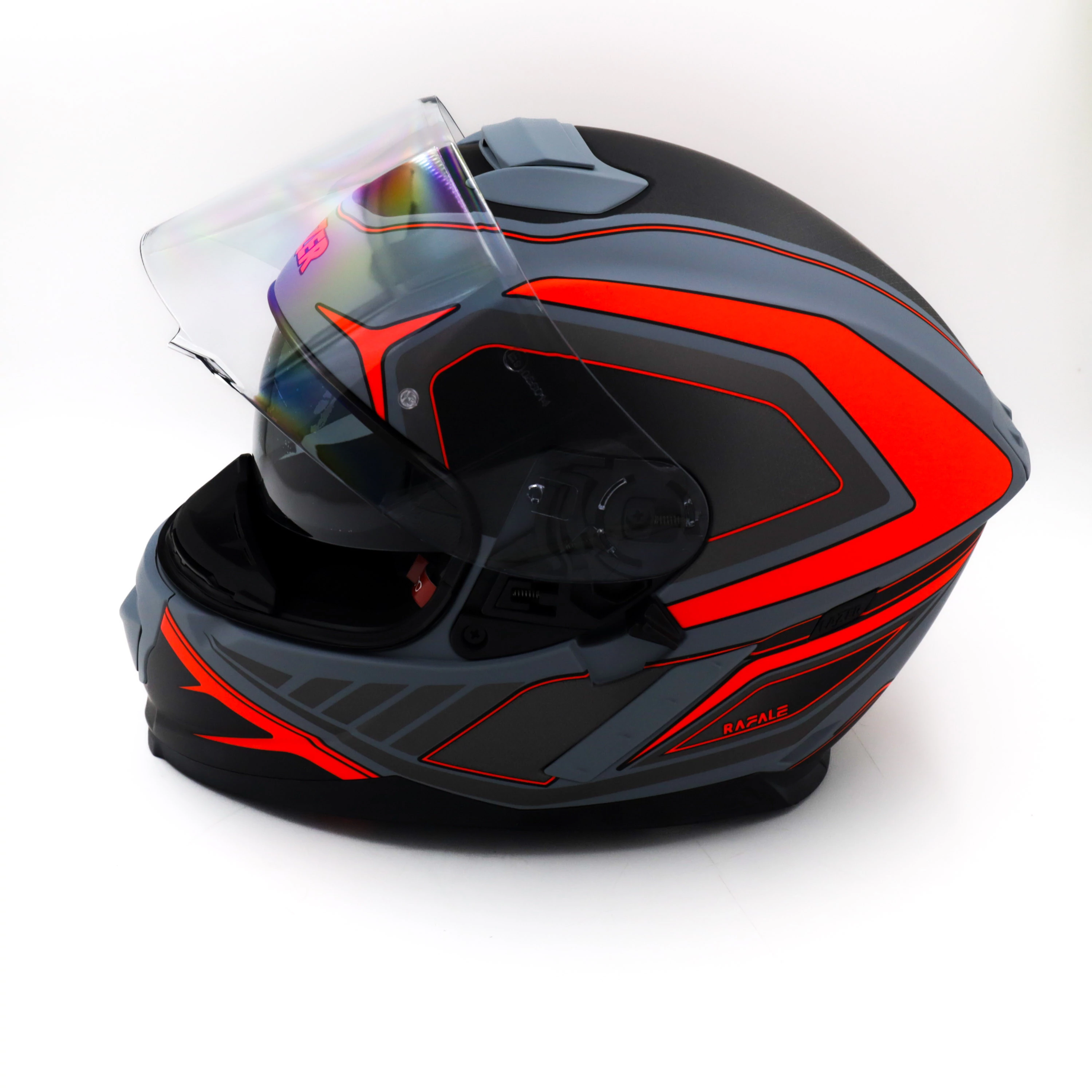 Kask Motocyklowy LAZER RAFALE Hexa (kol. Tytanowy Szary - Czerwony - Matowy)
